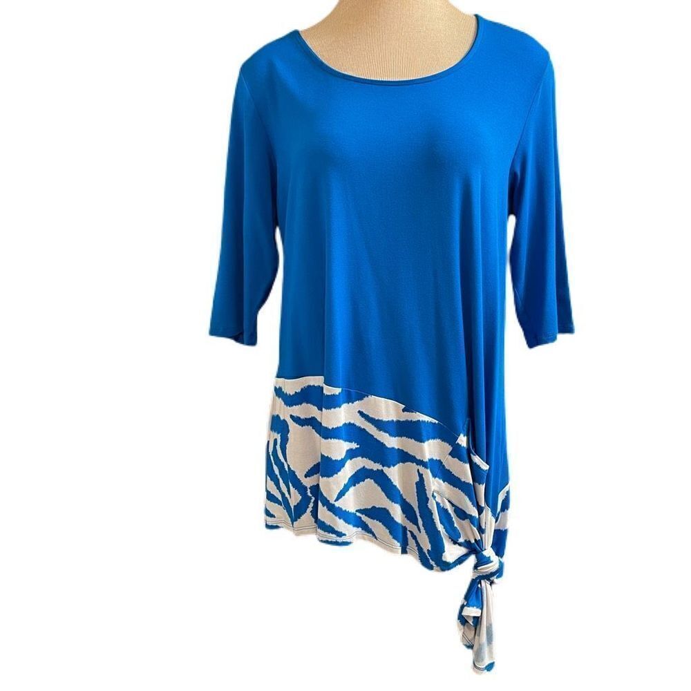 NWT Inside Out Blue Lisa Tunic Lagenlook Top Size Large New
